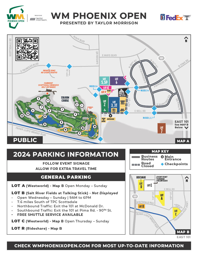 Parking Map of the 2024 Waste Management Phoenix Open 