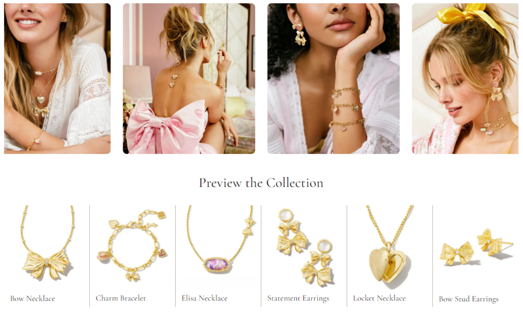 Assorted gold jewelry both isolated images and worn by models