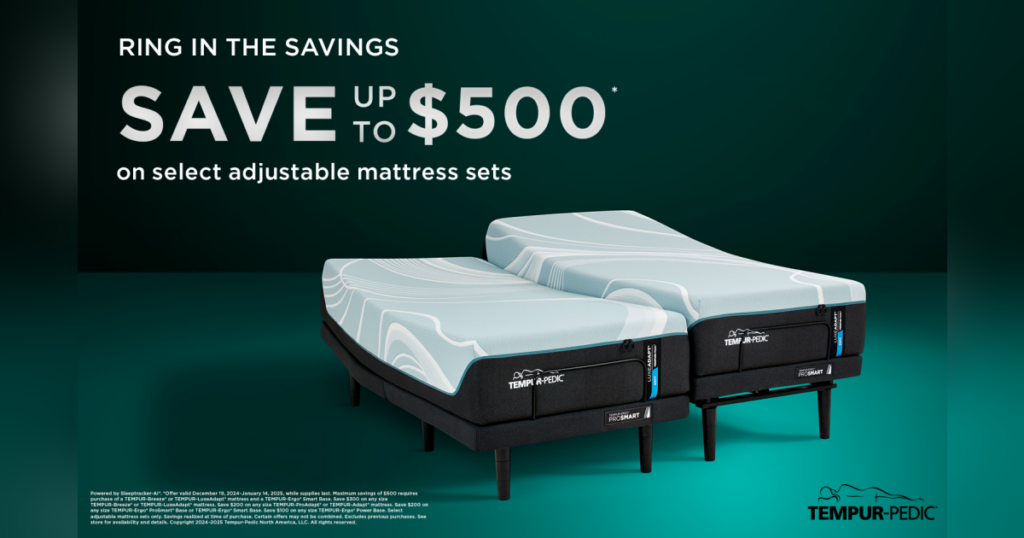 Tempurpedic beds with text Save $500