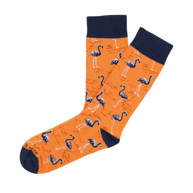 orange flamingo socks