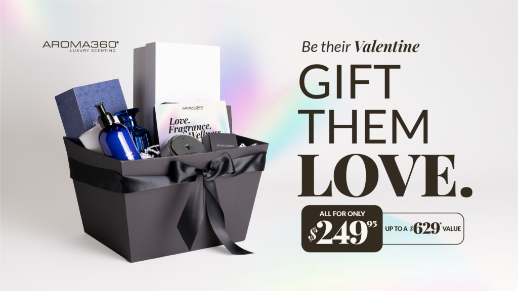 A basket of gifts with text: Gift them Love.