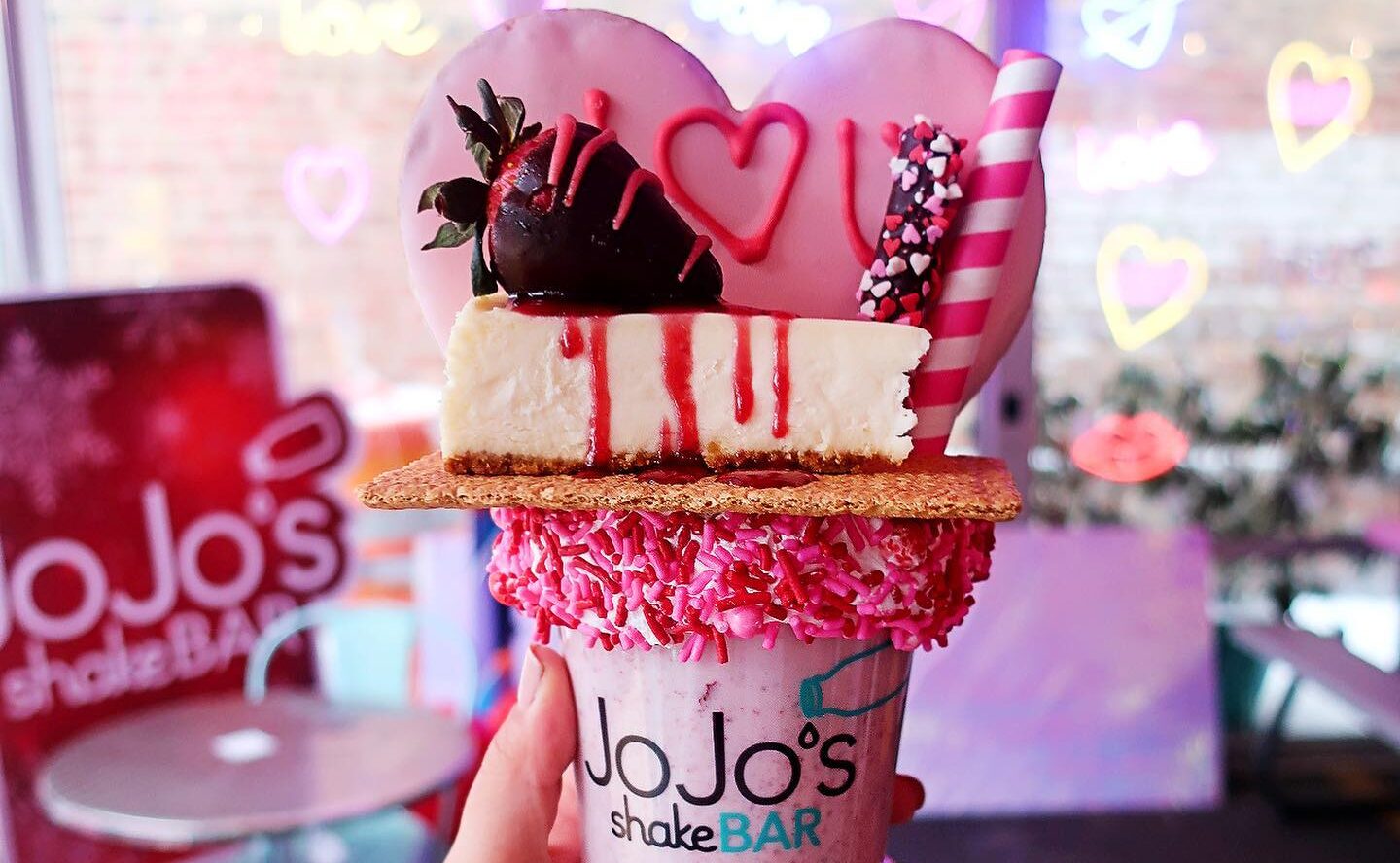 a valentine-themed milkshake