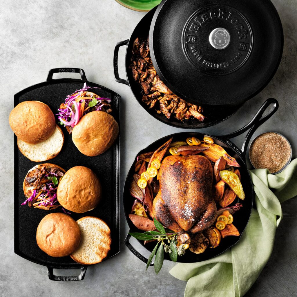 Food in cast iron pans