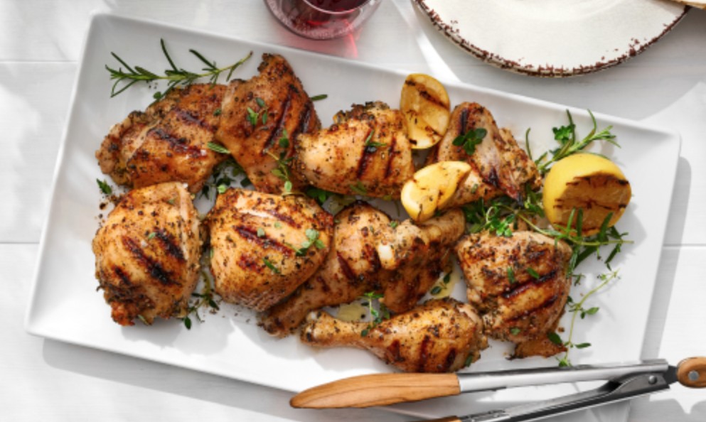 a plate of grilled chicken