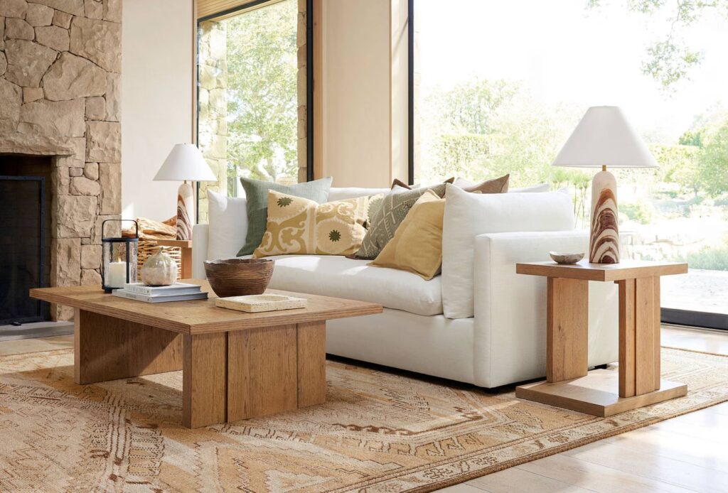 A living room with a sofa