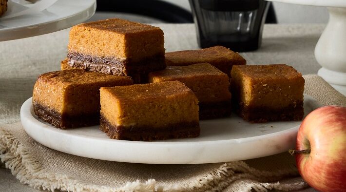 Pumpkin bars on a plate