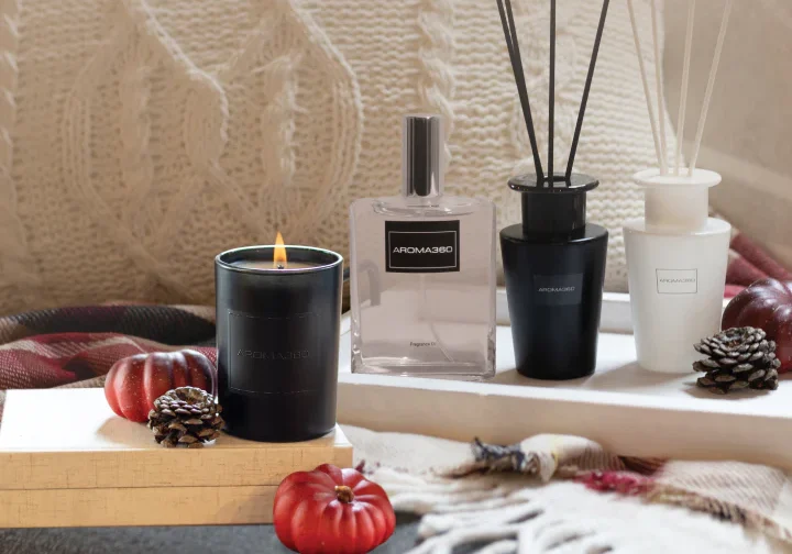 Aroma360 products with holiday decor