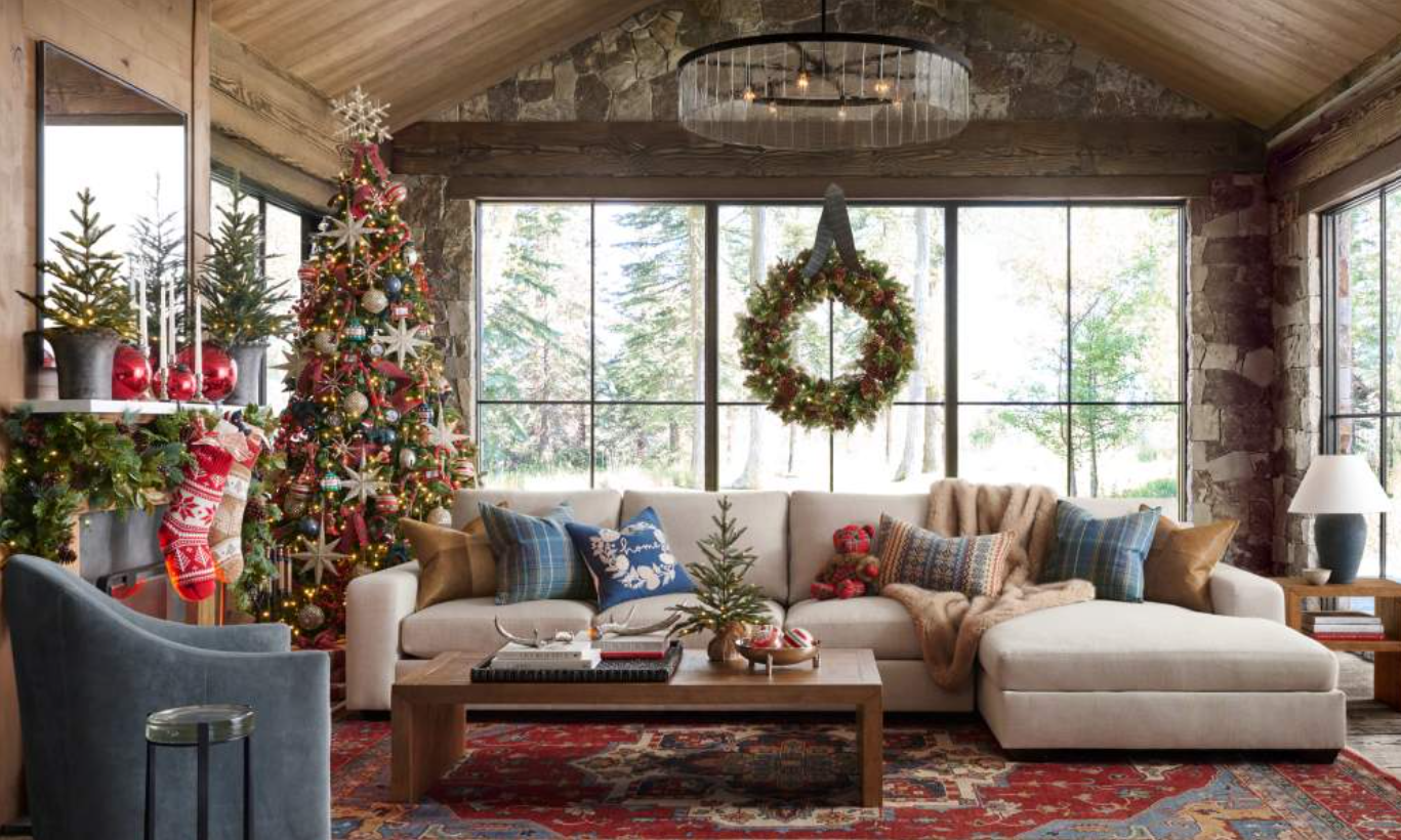 A home decorated for the holidays