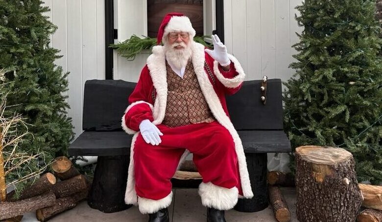 Santa Claus on a bench