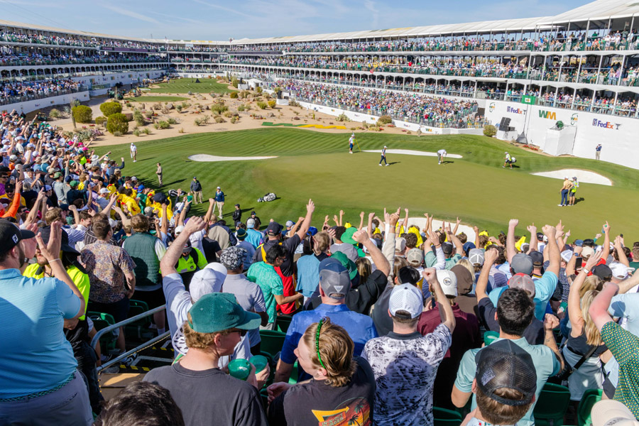Photo of the crowd at the Phoenix Open golf tournament