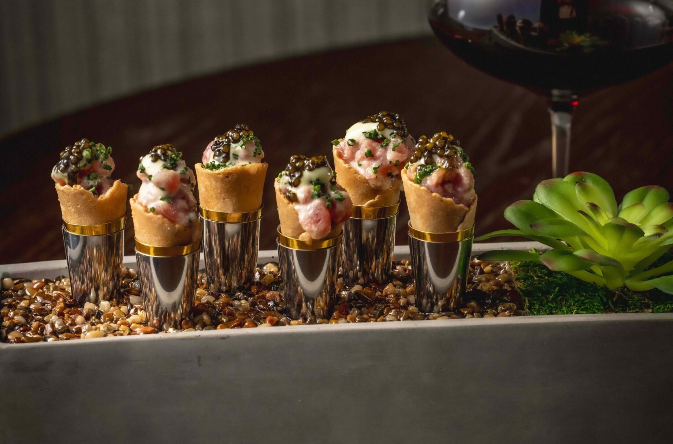 Tuna and caviar cones