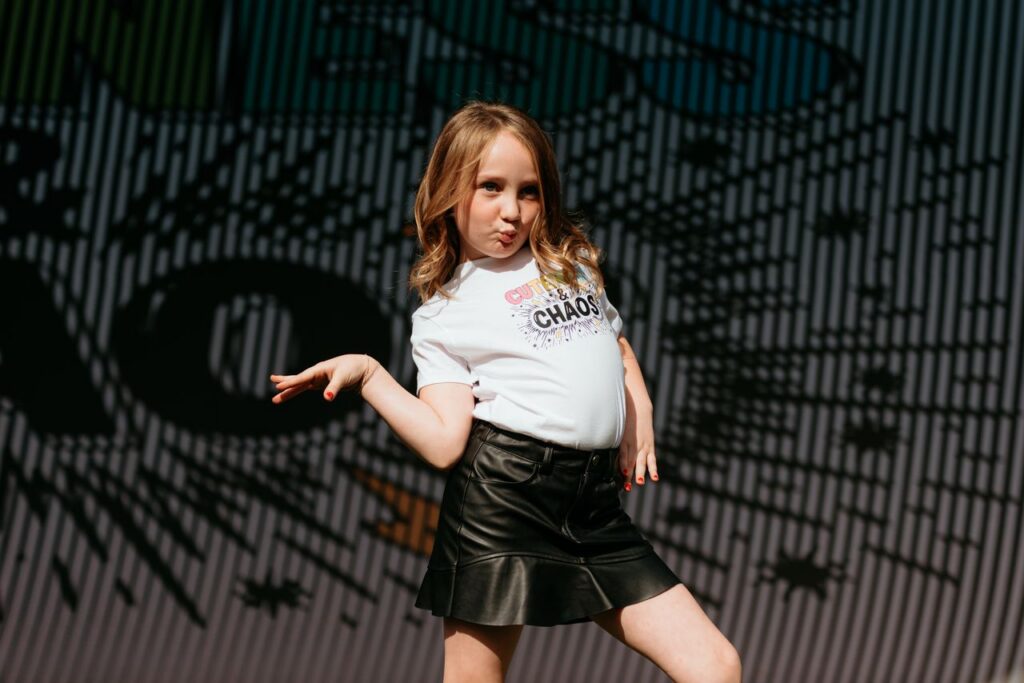 Child modeling at fashion show
